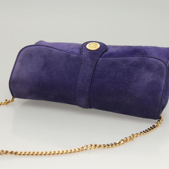 CELINE Chain Shoulder Bag Suede Purple - Picture 6 of 13